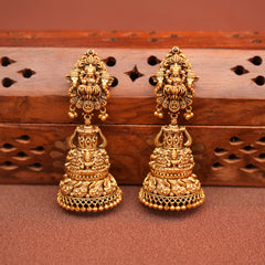 Traditional Antique Gold Temple Jhumka Earrings