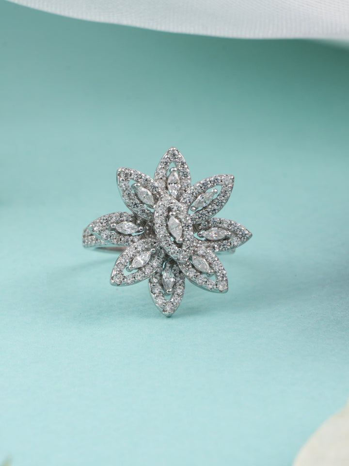Sterling Snow Flower Ring