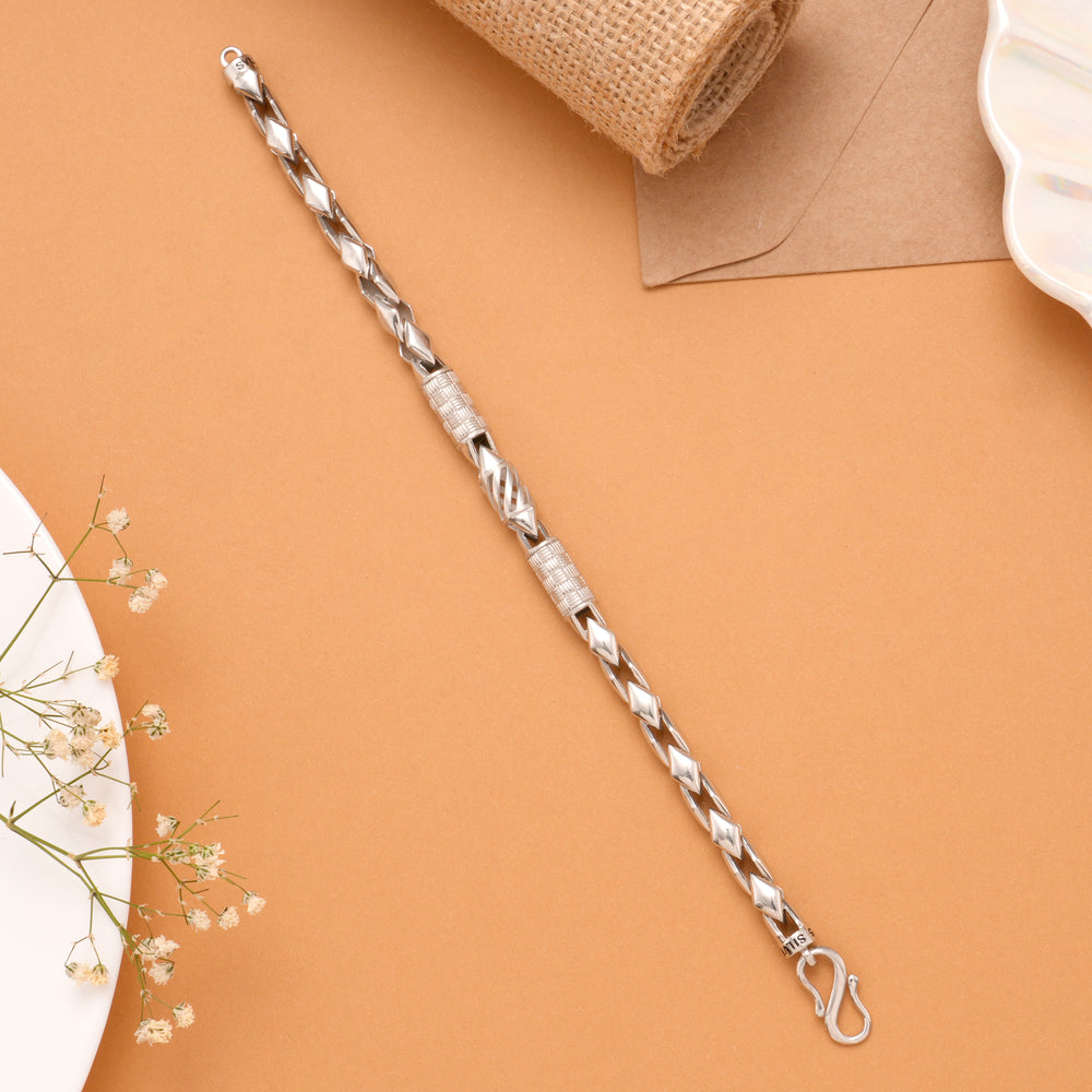 Silver Spiral Kite Shape Bracelet for Men