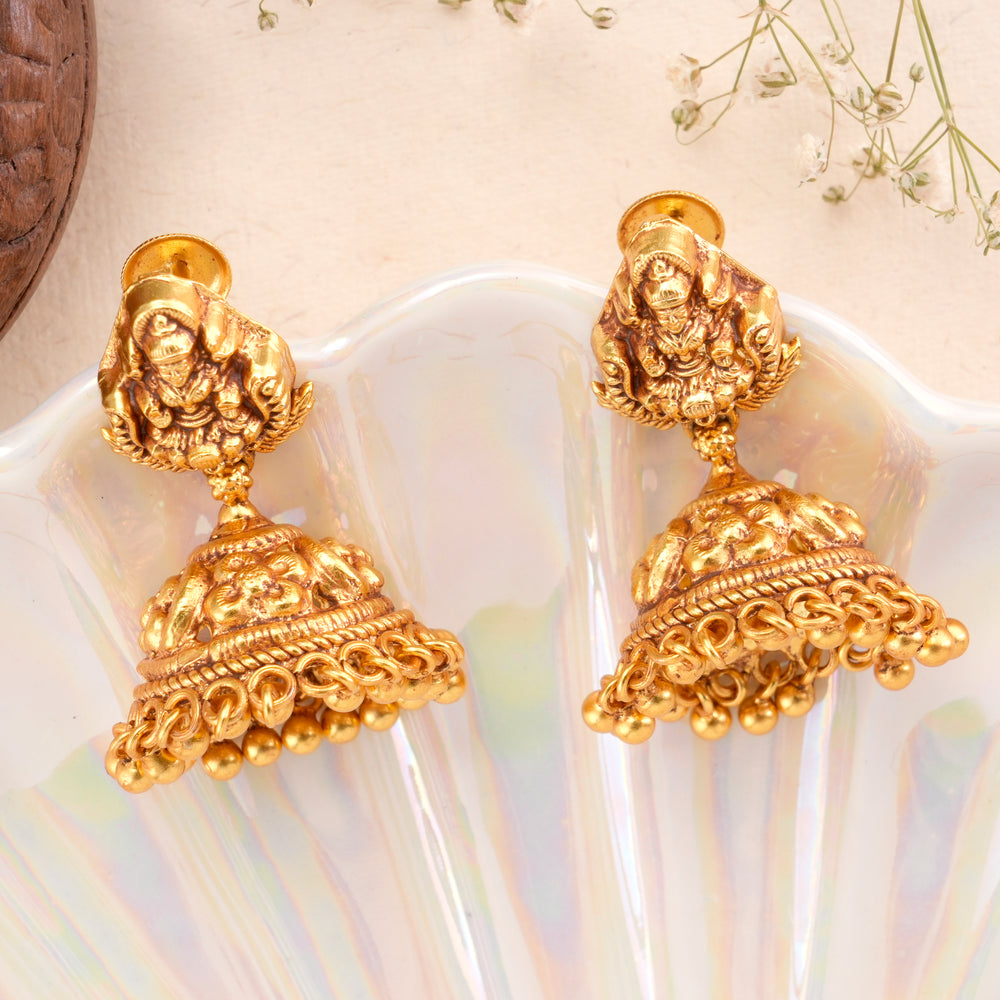 Devotional Lakshmi Silver Gold Plated Earring