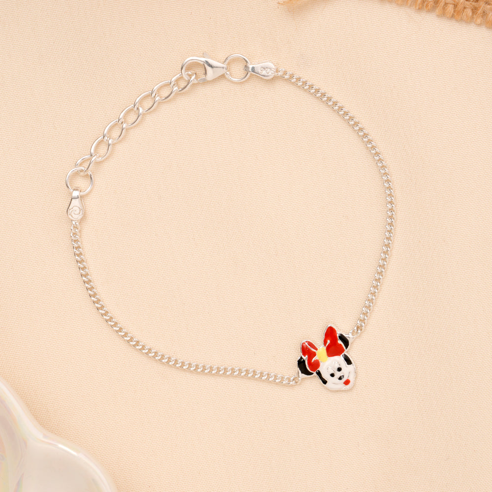 Red Bow Cartoon Girl Baby Silver Bracelet