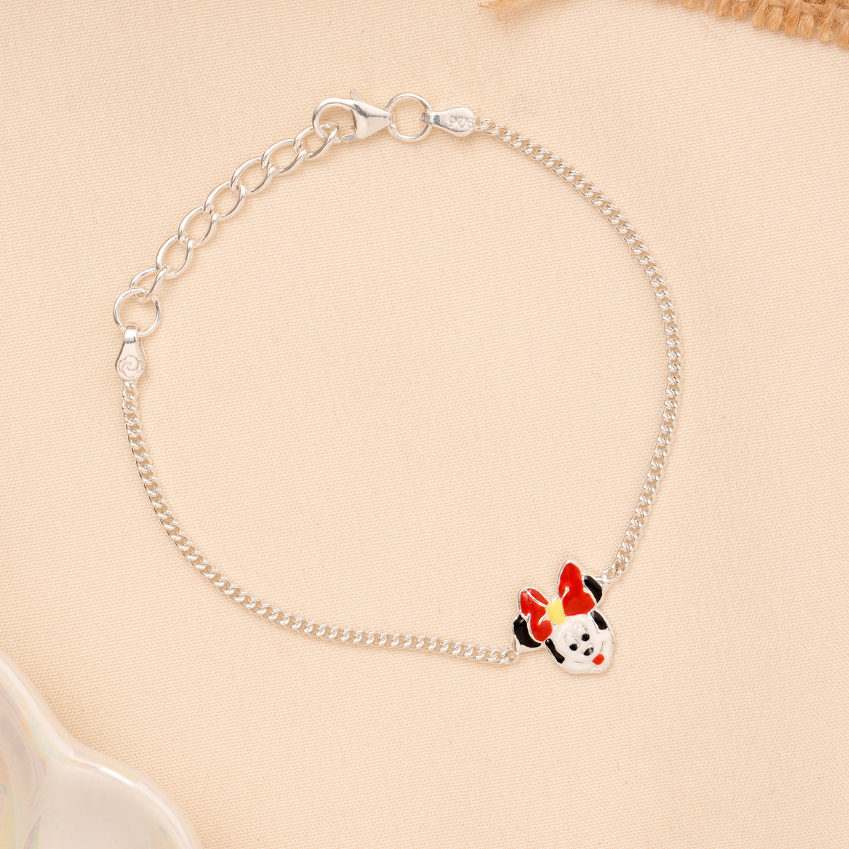 Red Bow Cartoon Girl Baby Silver Bracelet