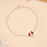 Red Bow Cartoon Girl Baby Silver Bracelet