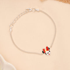 Red Bow Cartoon Girl Baby Silver Bracelet