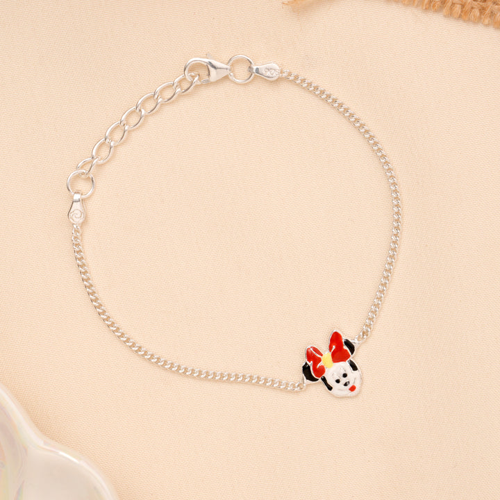 Red Bow Cartoon Girl Baby Silver Bracelet
