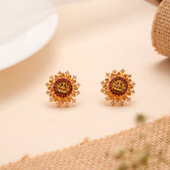 Temple Style Divine Lakshmi Ruby Golden Stud