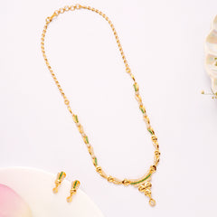 Modern U Shape Emerald Golden Necklace Set