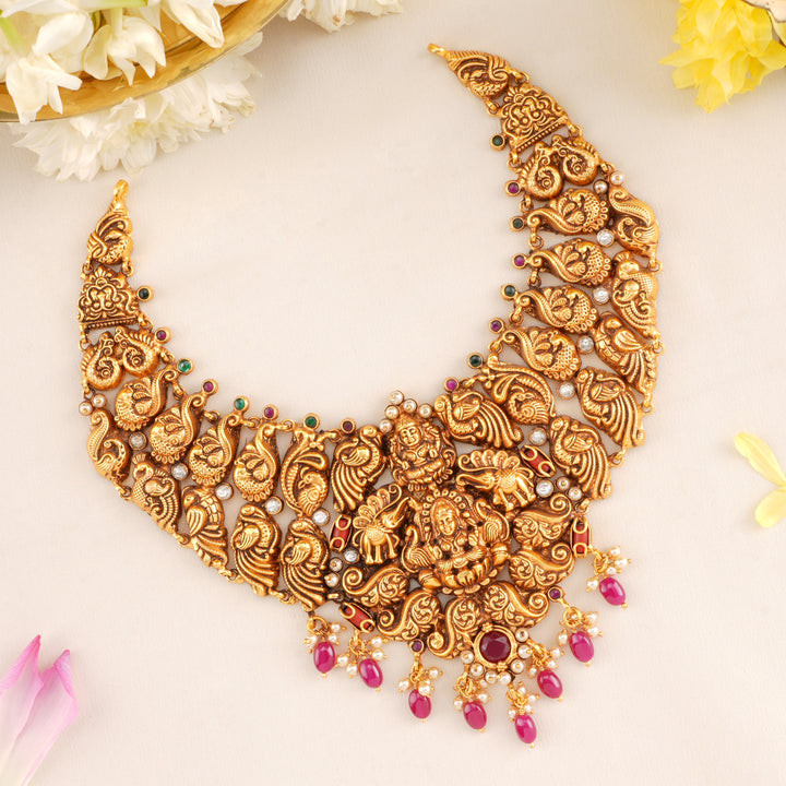 Ruby Peacock with Lakshmi Bridal Necklace
