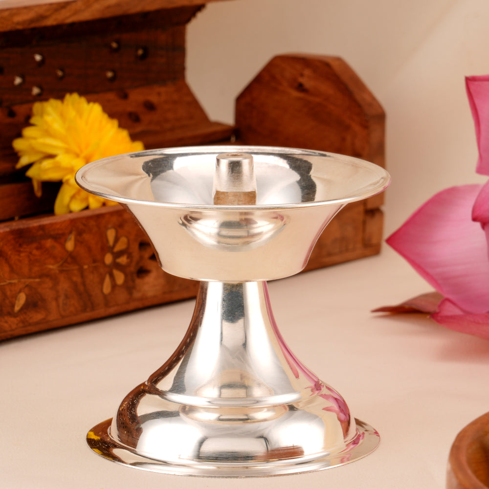 Simple Silver Diya Lamp