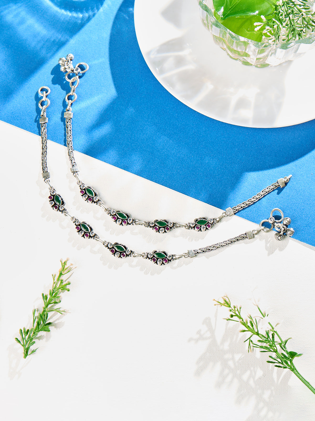 Starry Vine Green Antique Anklet