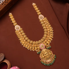 Nagas Lakshmi Emerald Beads Gold Haram