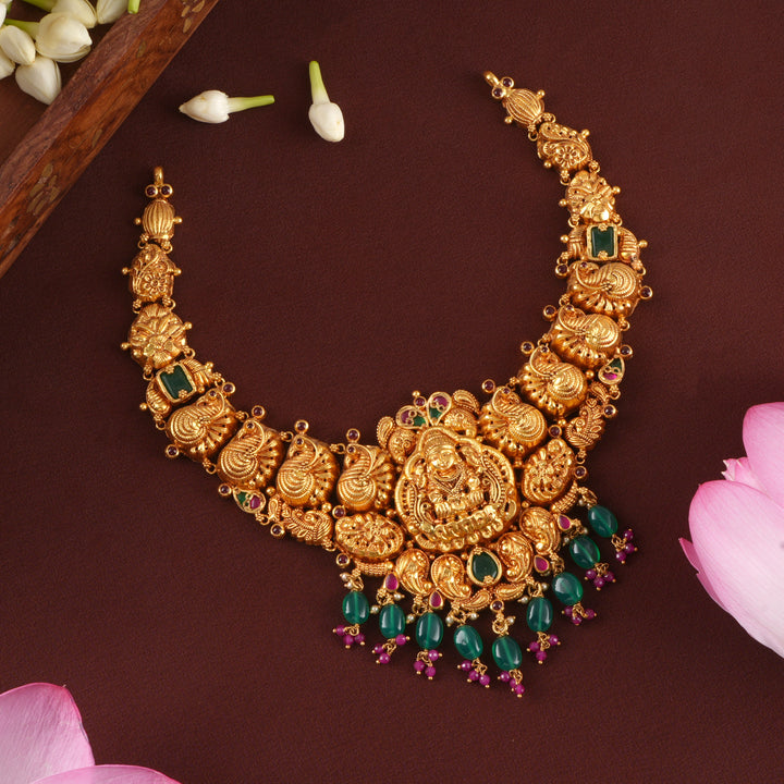 Peacock Design Lakshmi Gold Necklace