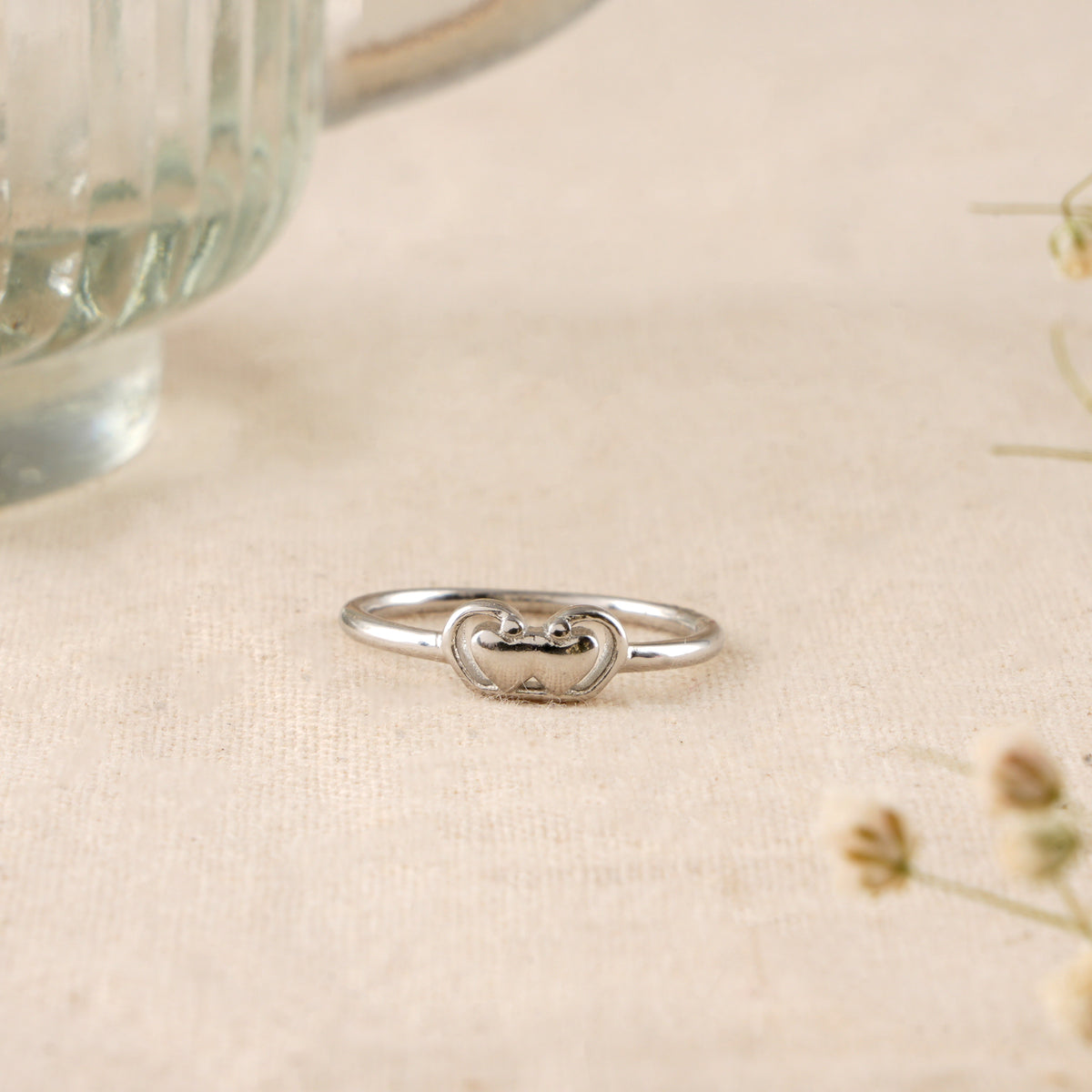 Stylish Dual Heart Baby Silver Ring