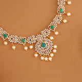 Pearl Drop with Emerald Swarovski Necklace