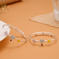 Tiny Hot Air Balloon Floral Silver Baby Bangle
