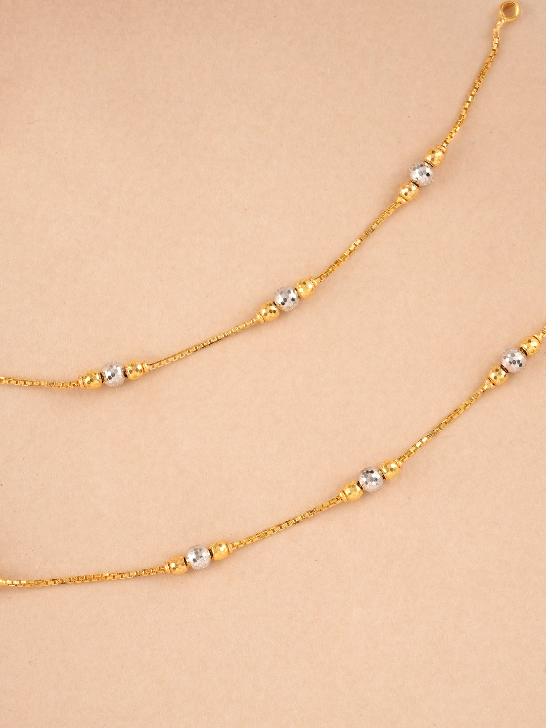Dual Toned Gold Beads Anklet for Kids