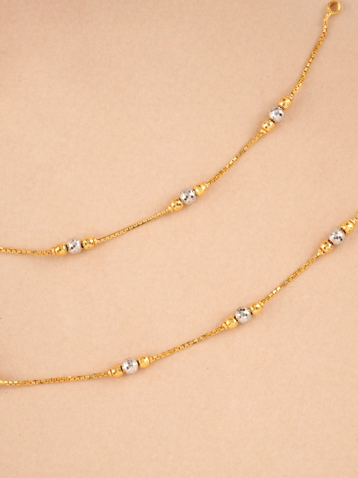 Dual Toned Gold Beads Anklet for Kids