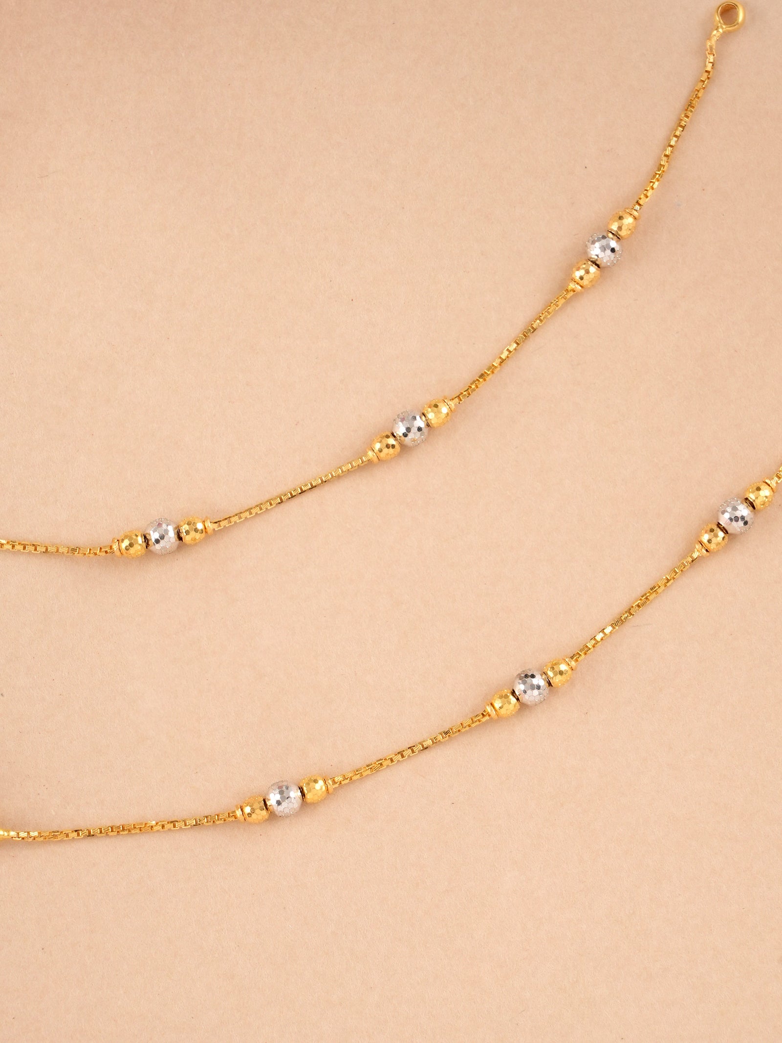 Dual Toned Gold Beads Anklet for Kids