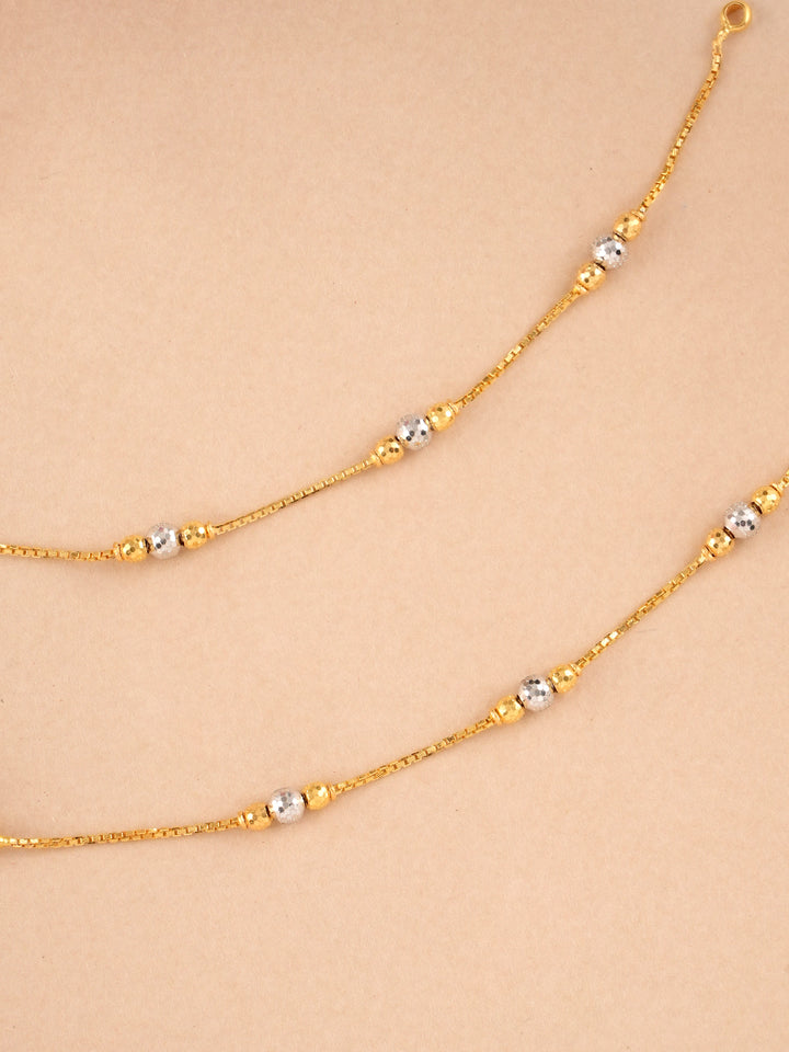 Dual Toned Gold Beads Anklet for Kids