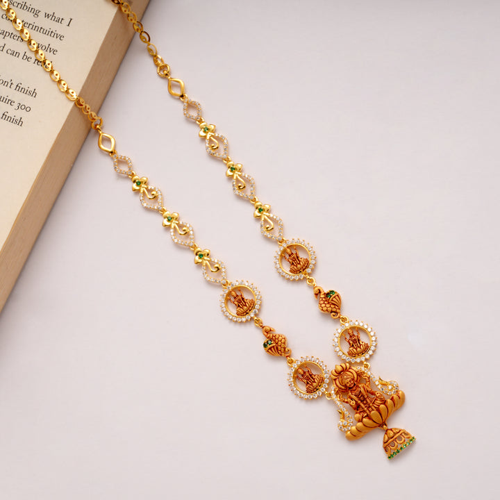 Lakshmi with Swan Motif Golden Necklace Set