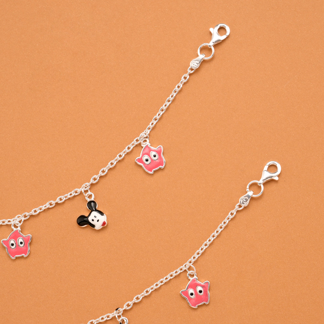 Disney Mickey Mouse Silver Baby Anklets