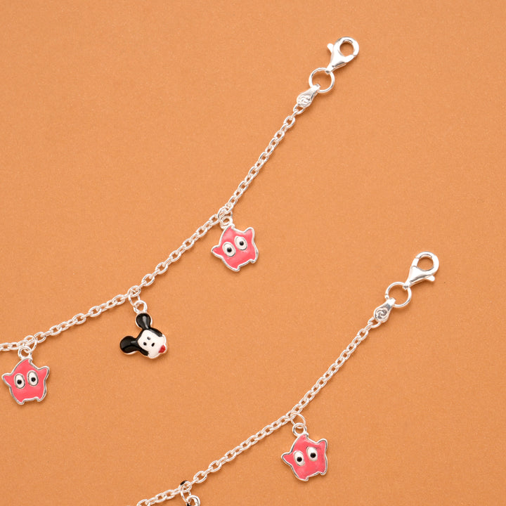 Disney Mickey Mouse Silver Baby Anklets