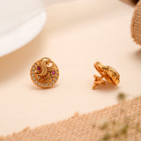 Golden Peacock with White Stone Kemp Stud