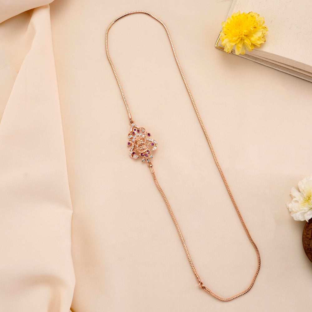 Rose Gold Silver Lakshmi Mugappu Chain