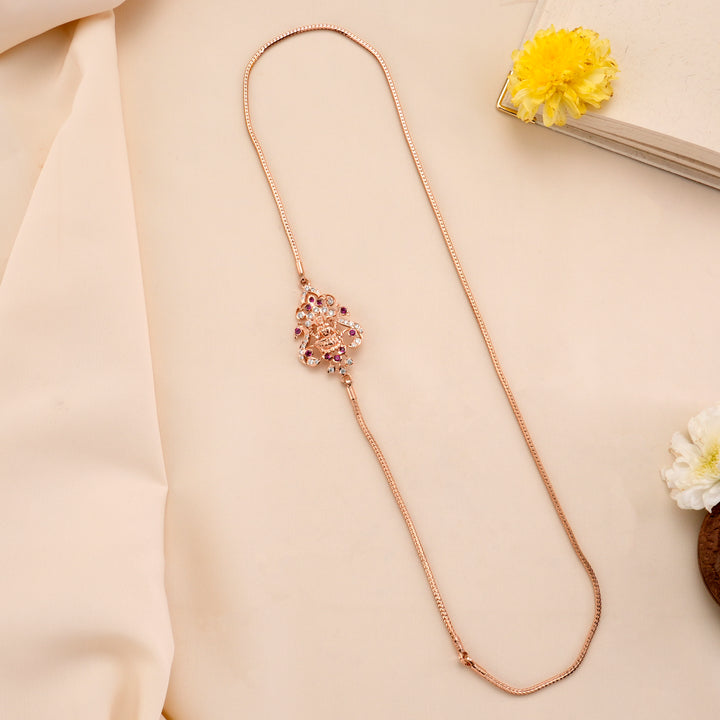 Rose Gold Silver Lakshmi Mugappu Chain