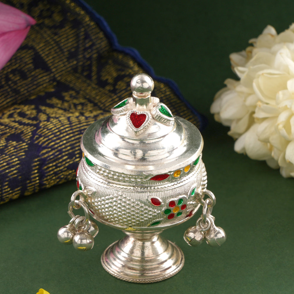 Elegant Silver Sindoor Box
