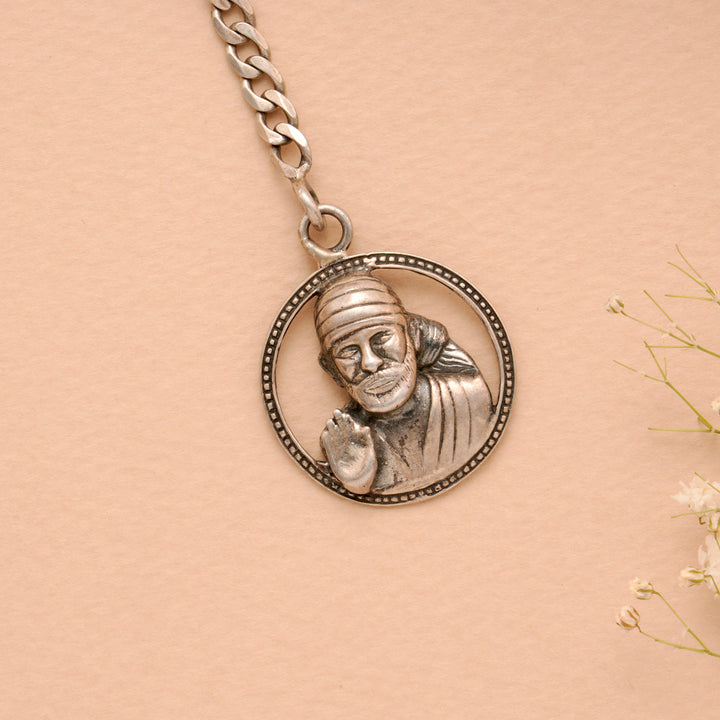 Shiradi Sai Baba Silver Keychain