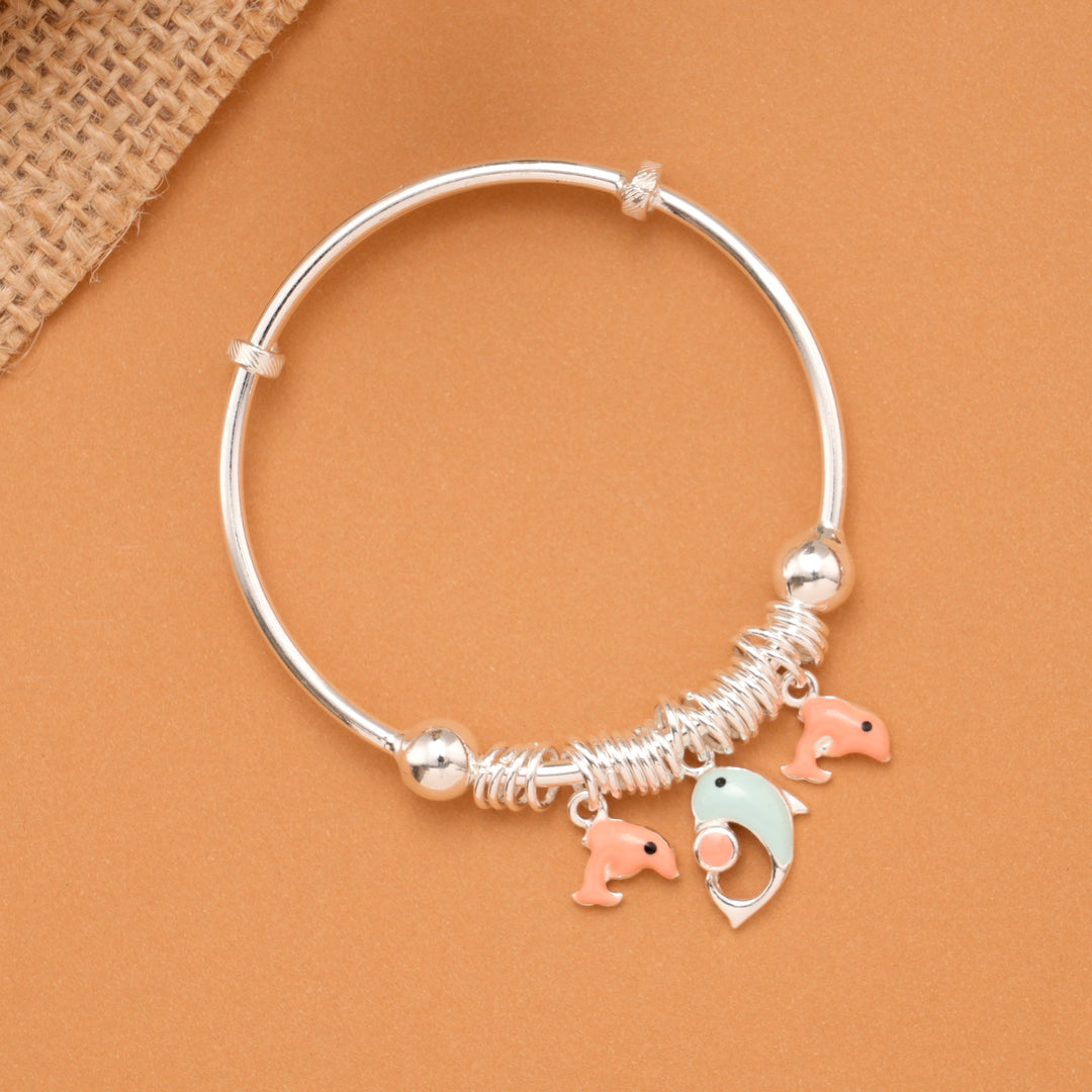 Dolphin Charm Baby Silver Bangle