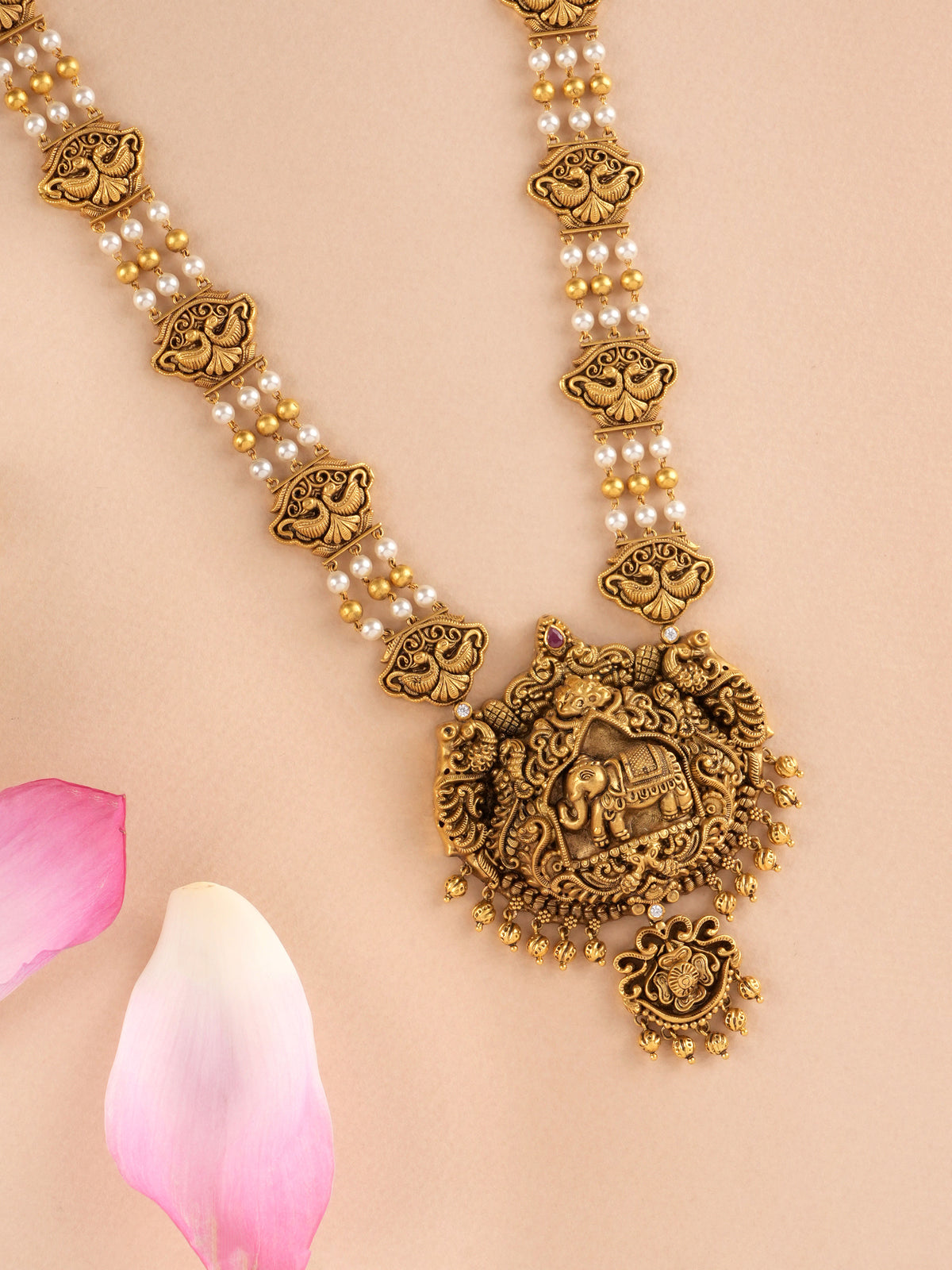 Gold Ball and Pearl Layered with Elephant Haram