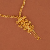 Gold Beaded Chain Necklace with Filigree Tassel Pendant