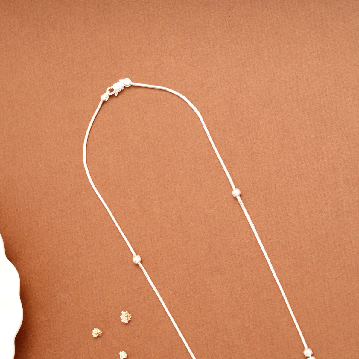 Elegant Double Beads Women’s Silver Chain