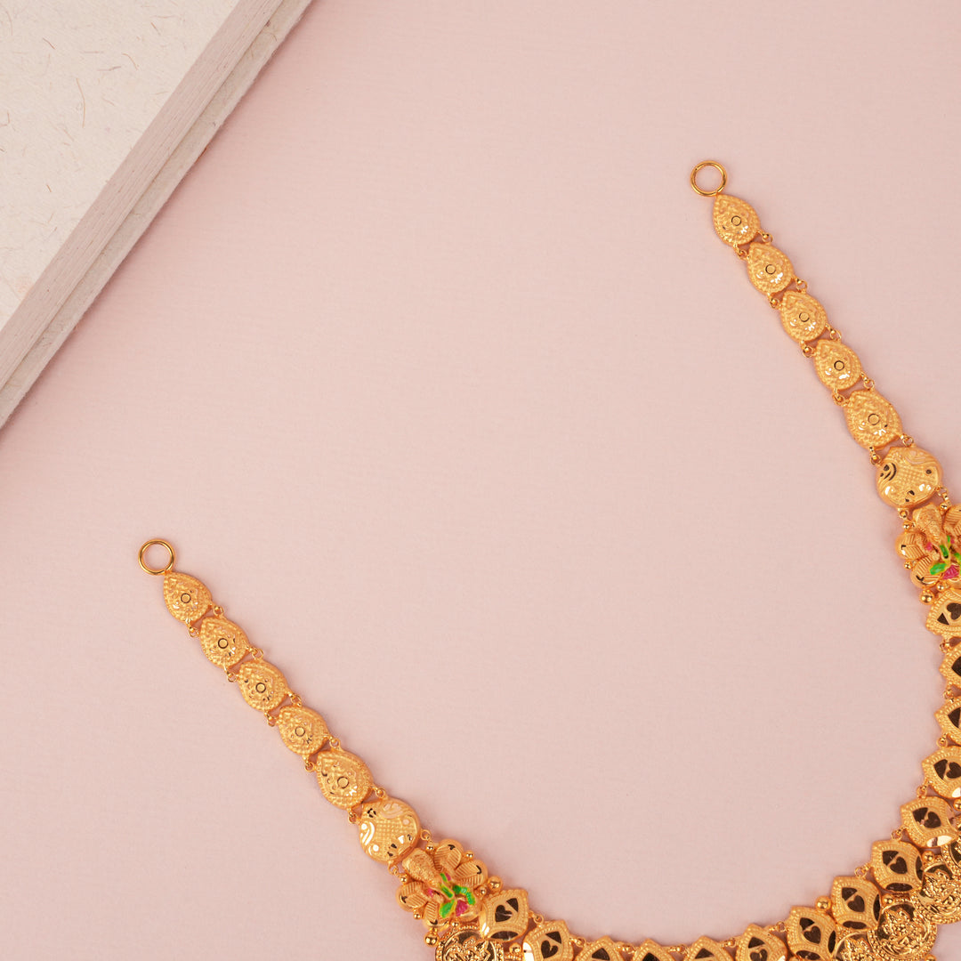 Traditional Goddess Lakshmi Gold Kasu Necklace