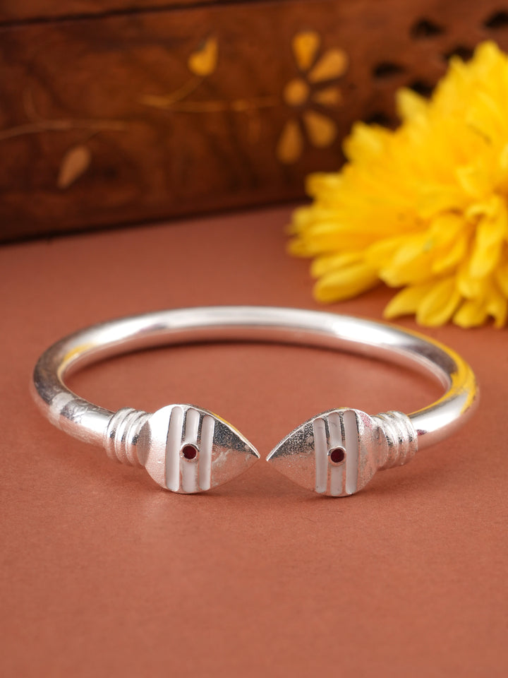 White Enamel Dual Side Silver Vel Kappu