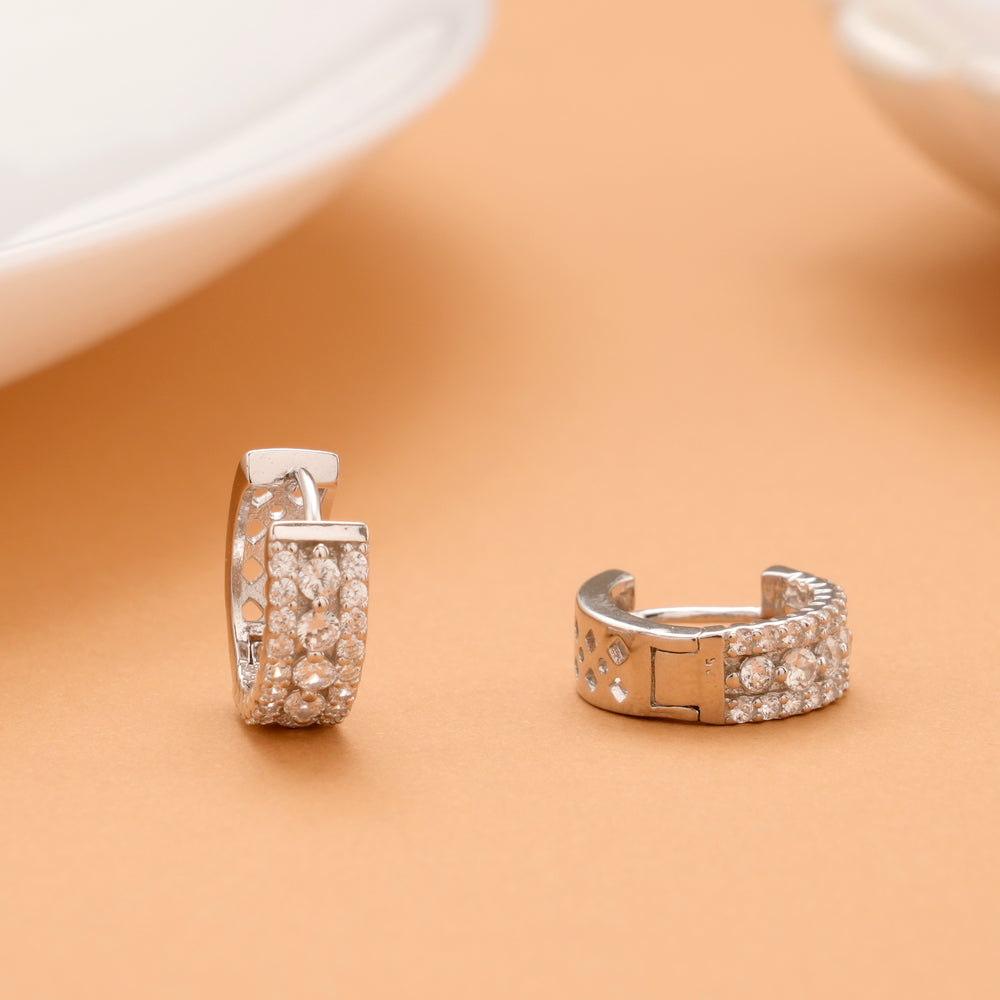 Petal Edge Hoop Silver Earrings