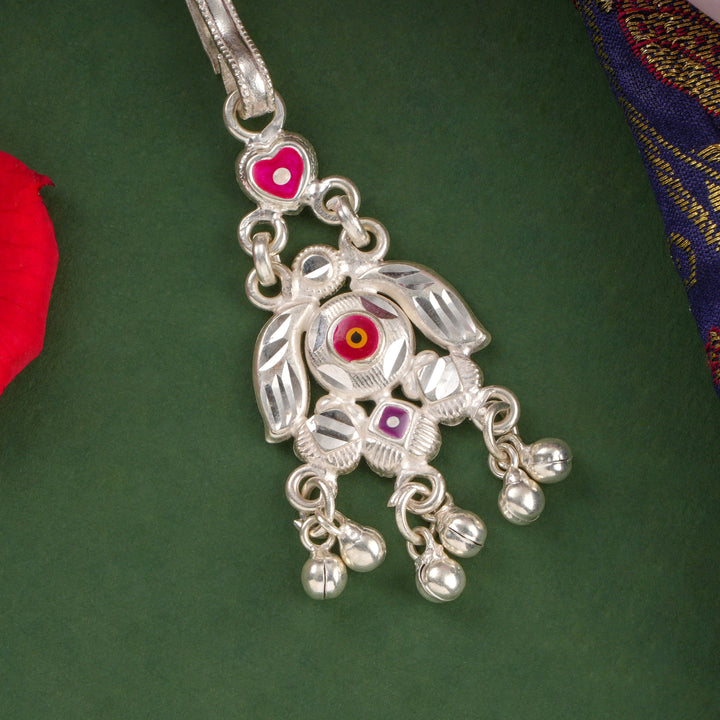 Floral Dangle Silver Keychain