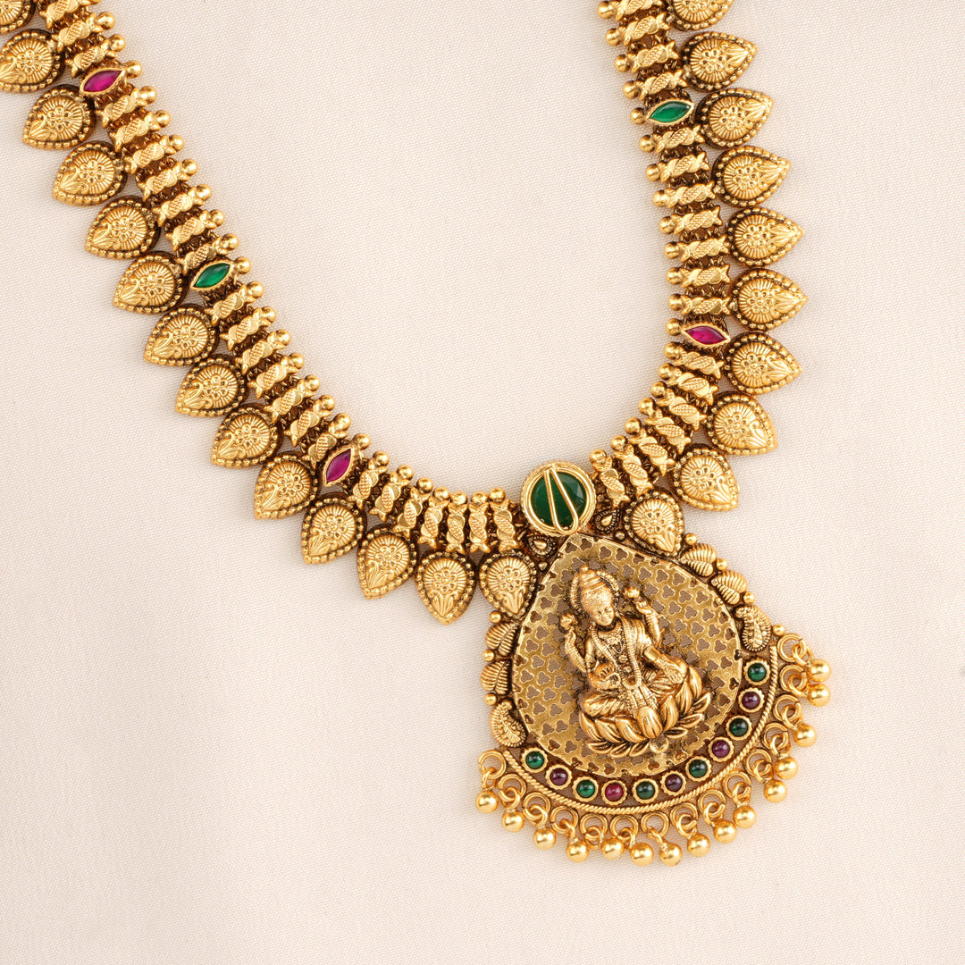 Antique Lakshmi Ruby and Emerald Haram