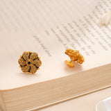 Textured Floral Petal Silver Gold Plated Kundan Stud
