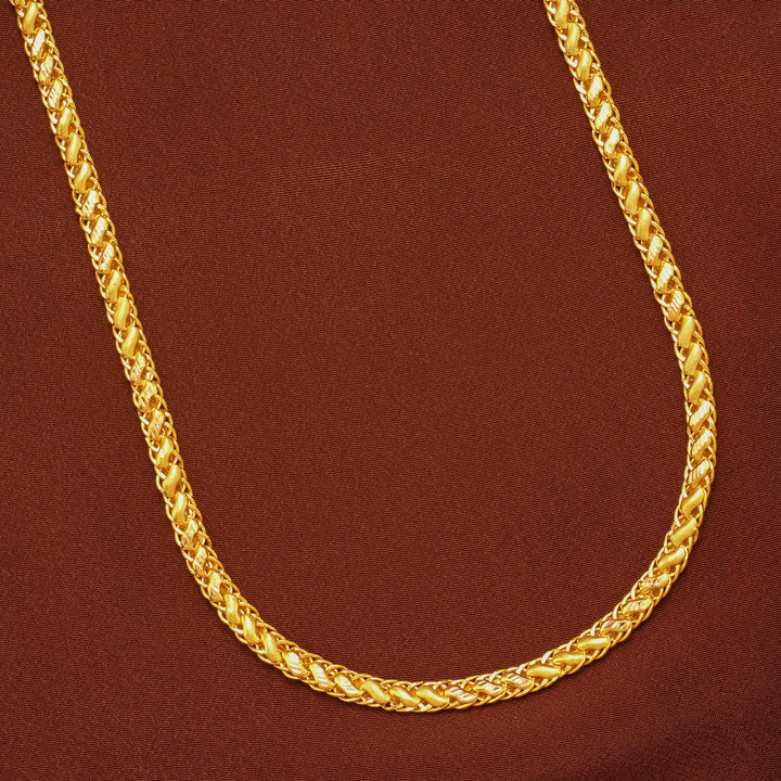 Tiny Leaf Gold Braided Wheat Link Chain