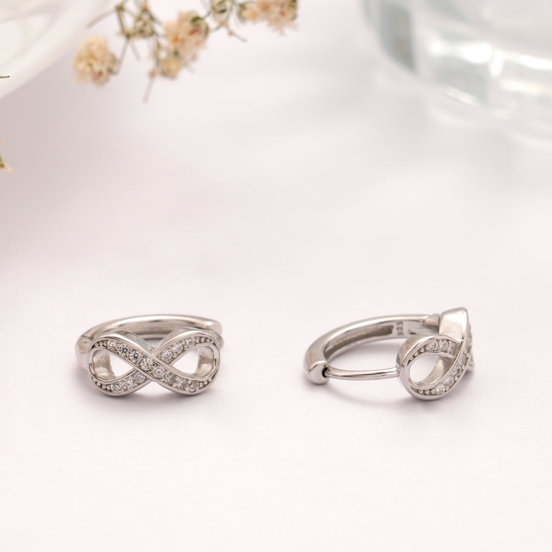 Authentic Infinity Silver Hoop Earring
