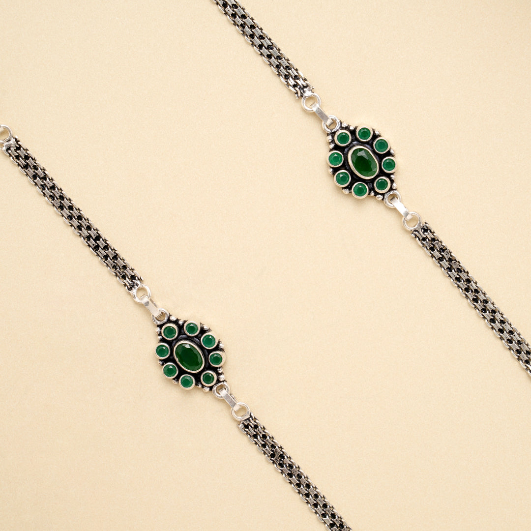 Floral Dew Drop Antique Silver Anklet