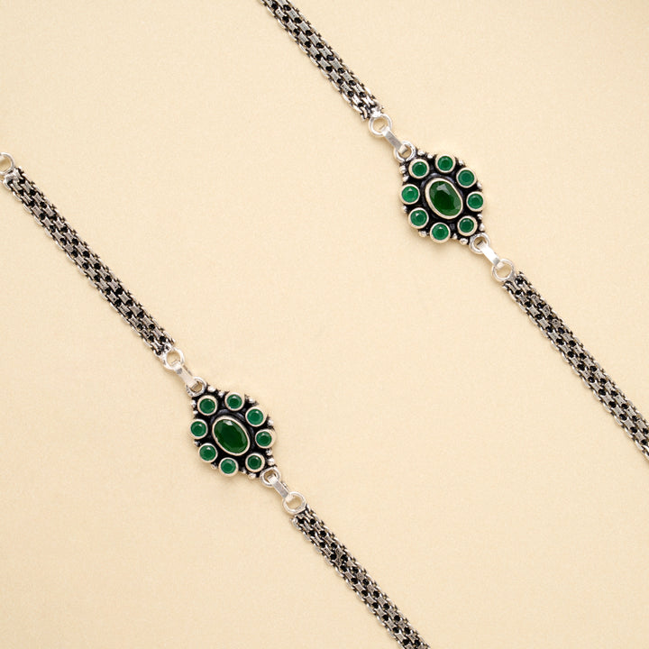 Floral Dew Drop Antique Silver Anklet