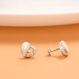 Simple Stone Curve Heart Silver Stud