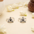 Silver Triple Petal Crystal Antique Toe Ring