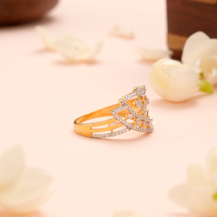 Entwined Floral with Stones Gold Ring for Women