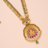 Traditional Leaf Ruby Emerald Gold Haram