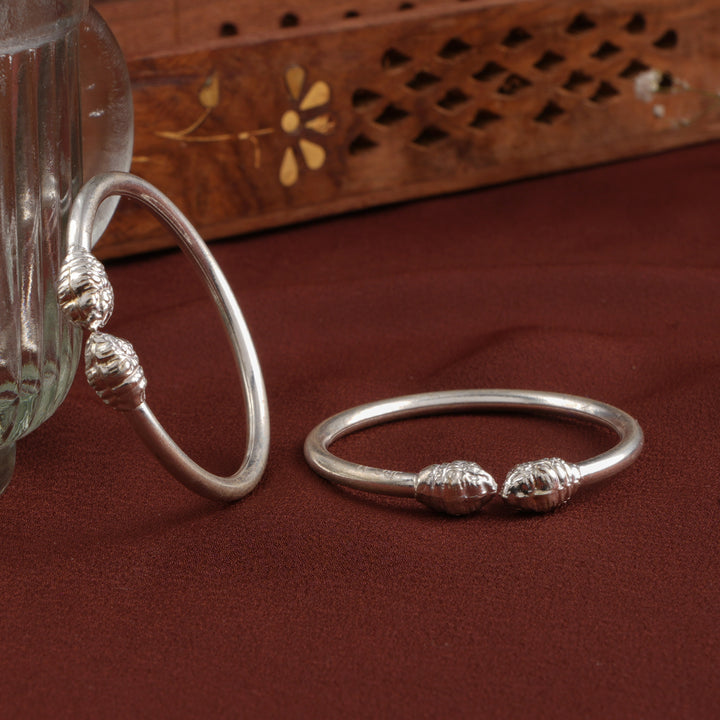 Intricate Yazhi Design Silver Baby Bangle